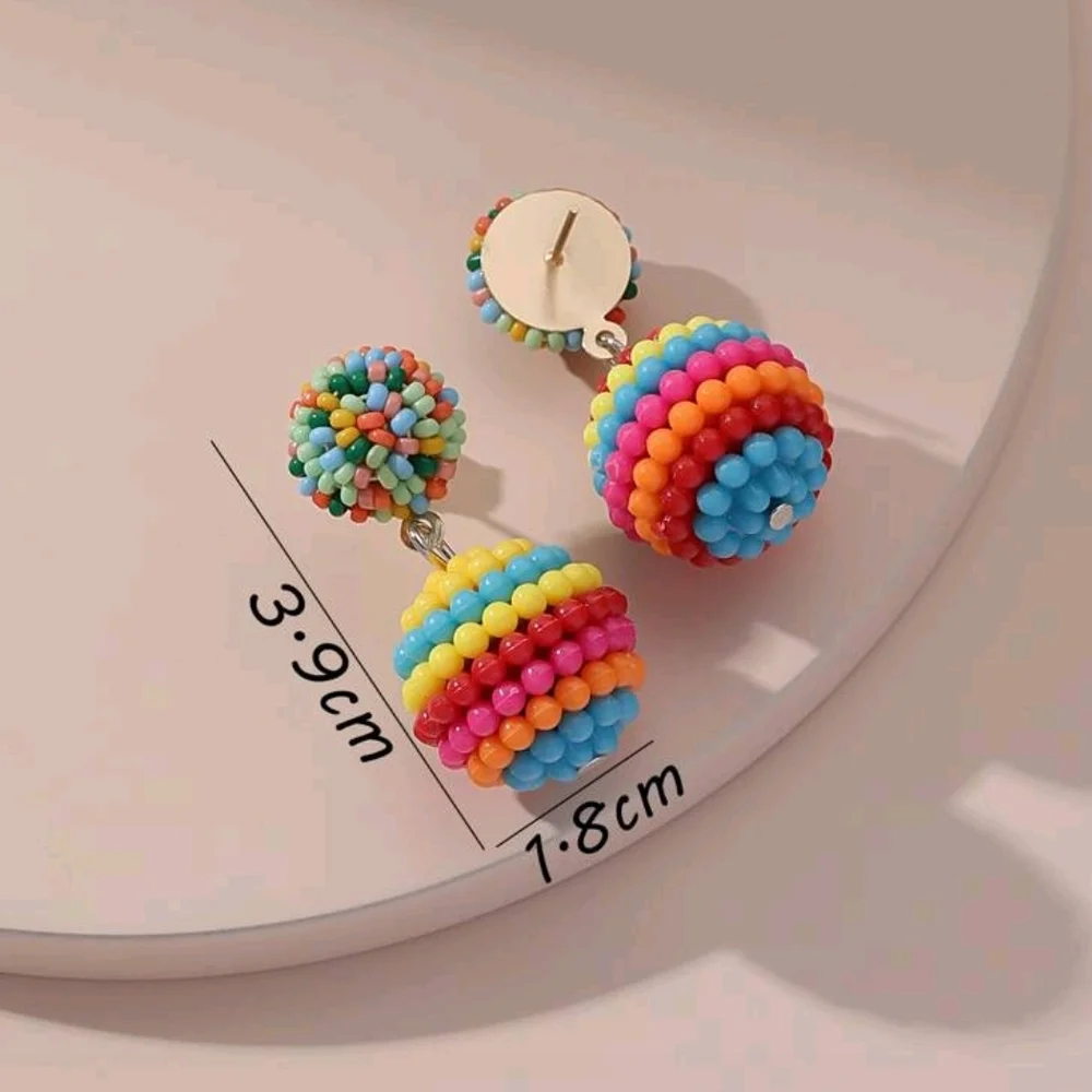 Colorful‎ Beaded Drop Earrings – Retro Candy Ball Style
